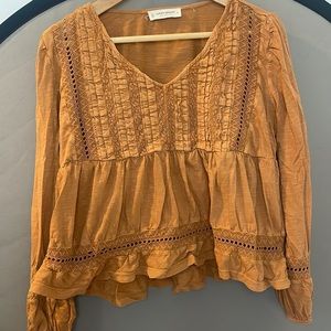 Lucky brand medium top long sleeve brown boho